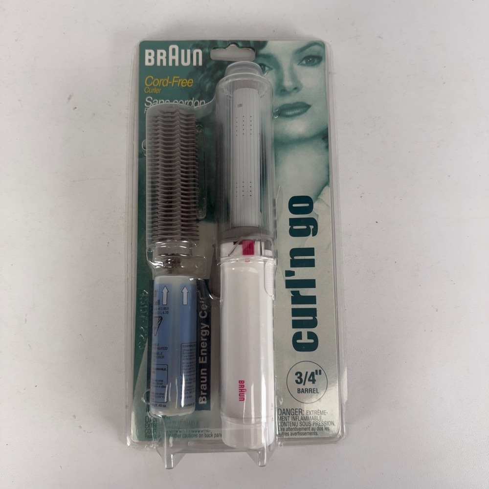 Vintage Braun Curl N Go Cordless Curling Iron 3/4" Barrel W/ Energy Cell GCC 50